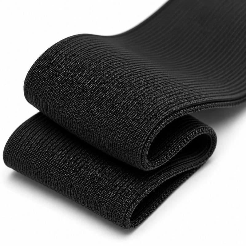 Rolls of elastic webbing tape in a manufacturing facility